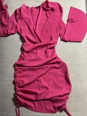 PrettyLittleThing Ruched cowl neck Mini Dress